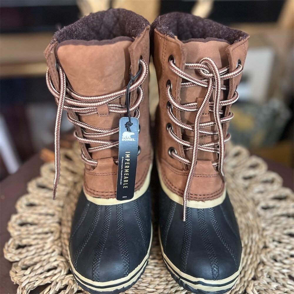 Sorel Slimpack Lace III Womens Waterproof Duck Boots Brown/Black Size 7.5